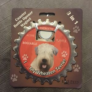 Wheaten Terrier Coaster Bottle Opener Magnet